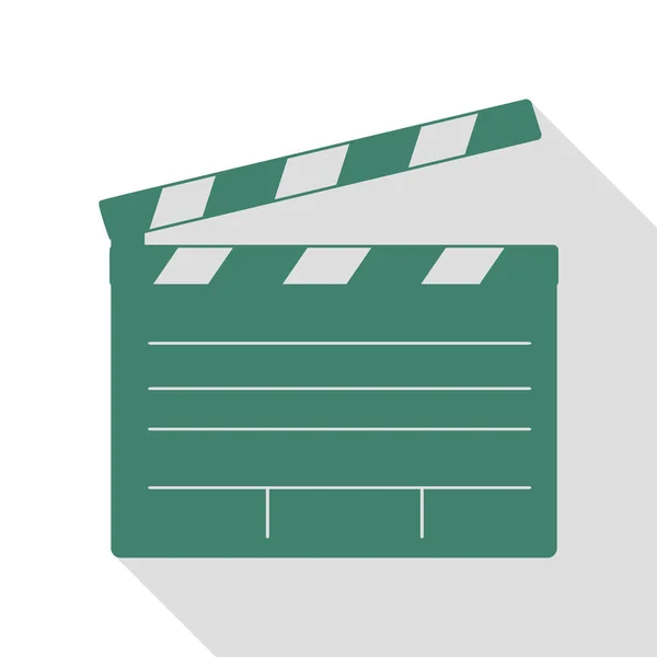 Filmklapptafel-Kinoschild. Veridiansymbol mit flachem Schattenpfad. — Stockvektor