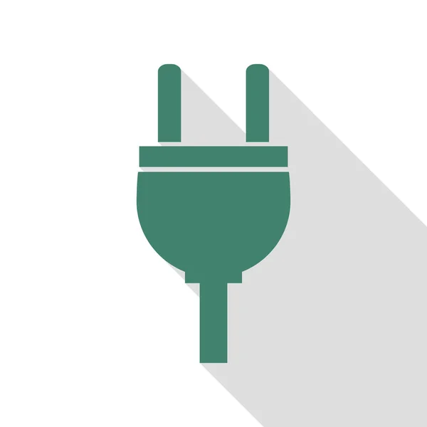 Socket teken illustratie. Veridian pictogram met vlakke stijl schaduw pad. — Stockvector