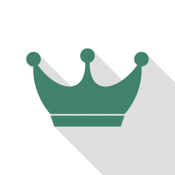 Roi signe de la couronne. Icône Veridian avec chemin d'ombre de style plat . — Image vectorielle
