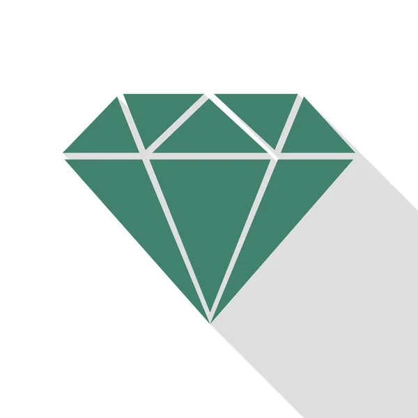 Διαμάντι εικόνα σημάδι. Veridian εικονίδιο με επίπεδη στυλ σκιάς διαδρομή. — Διανυσματικό Αρχείο