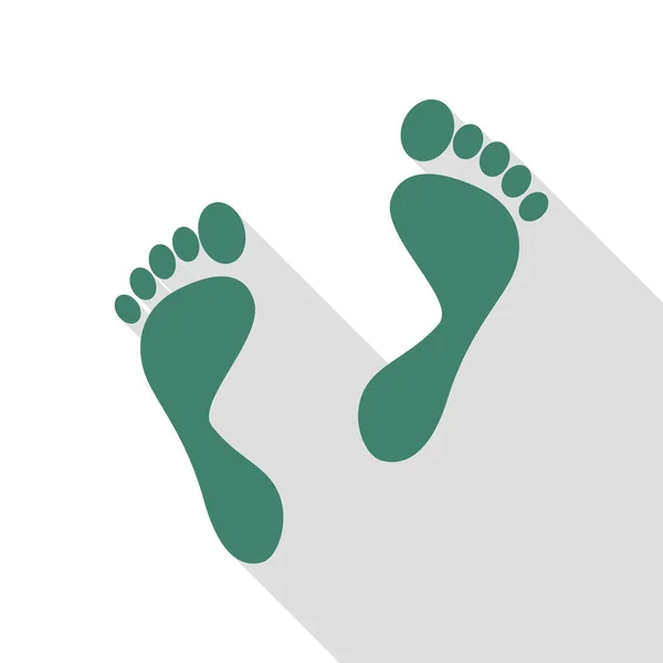 Empreintes de pied signe. Icône Veridian avec chemin d'ombre de style plat . — Image vectorielle