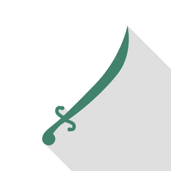 剣の印のイラスト。フラット スタイルのシャドウのパスとベリディアン アイコン. — ストックベクタ
