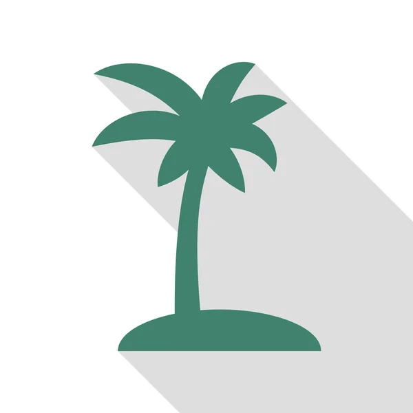 Cocos palm tree teken. Veridian pictogram met vlakke stijl schaduw pad. — Stockvector