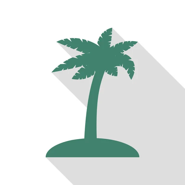 ココヤシの木の木の標識です。フラット スタイルのシャドウのパスとベリディアン アイコン. — ストックベクタ