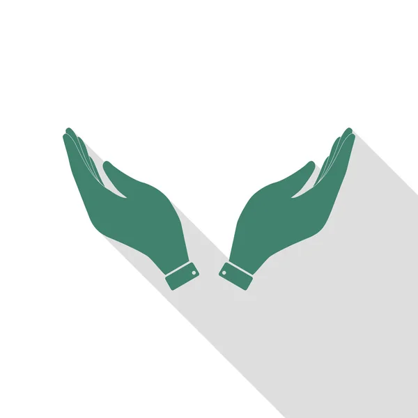 Ilustración del icono de mano. Símbolo de oración. Icono de verificación con camino de sombra de estilo plano . — Vector de stock