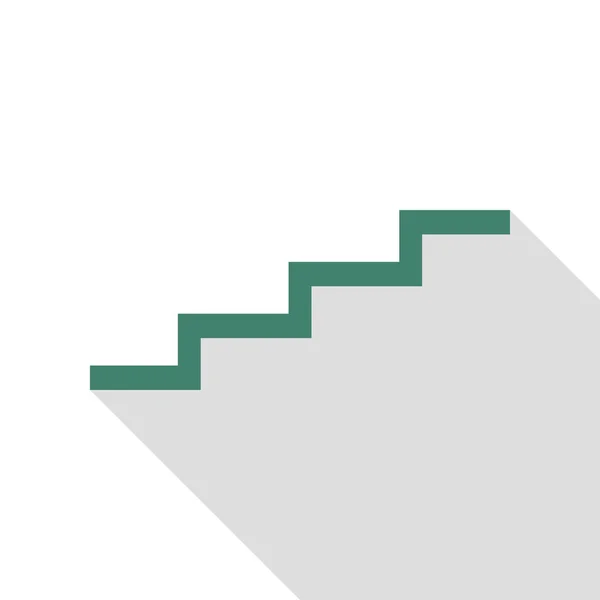 Treppe hoch. Veridiansymbol mit flachem Schattenpfad. — Stockvektor