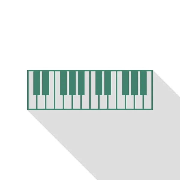 Letrero de teclado de piano. Icono de verificación con camino de sombra de estilo plano . — Vector de stock