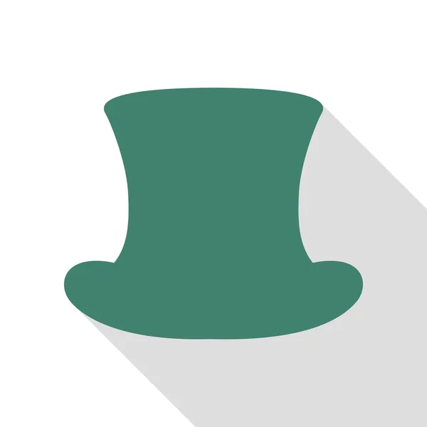 Top hat tecken. Veridian ikonen med platt stil skugga sökväg. — Stock vektor
