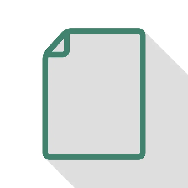 Illustration verticale du signe du document. Icône Veridian avec chemin d'ombre de style plat . — Image vectorielle