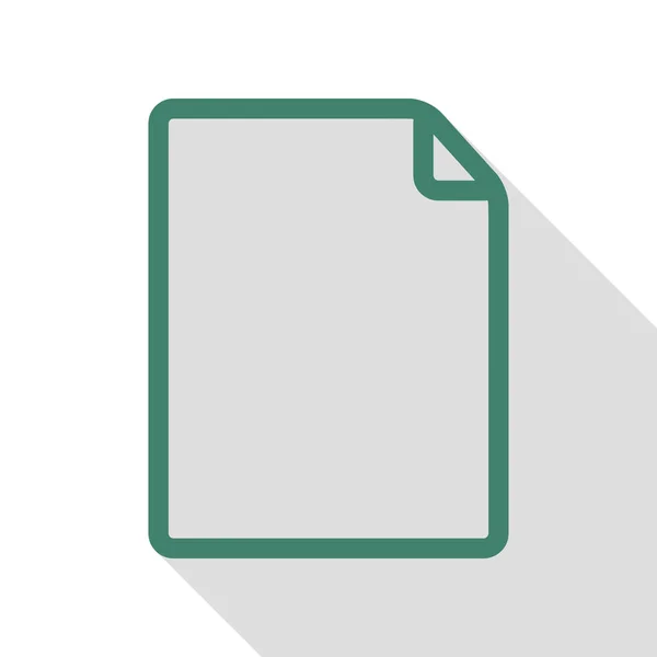 Illustration verticale du signe du document. Icône Veridian avec chemin d'ombre de style plat . — Image vectorielle