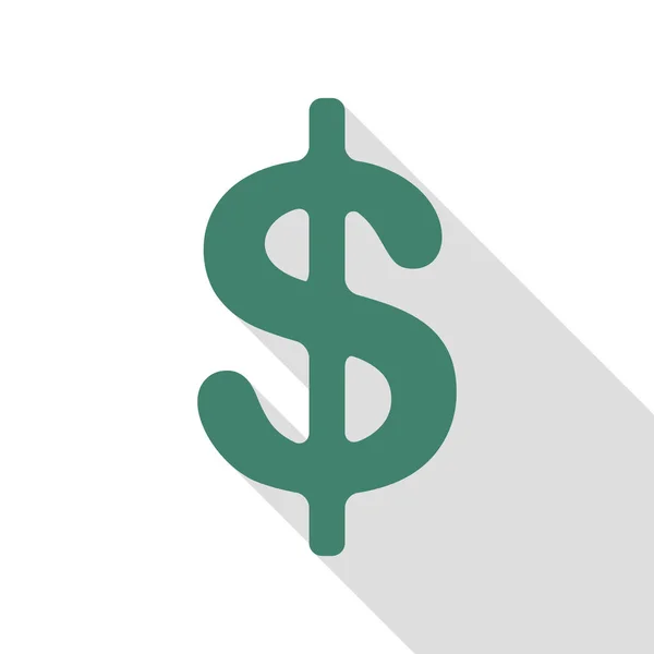 Dollars signe illustration. symbole de devise USD. Une étiquette d'argent. Icône Veridian avec chemin d'ombre de style plat . — Image vectorielle