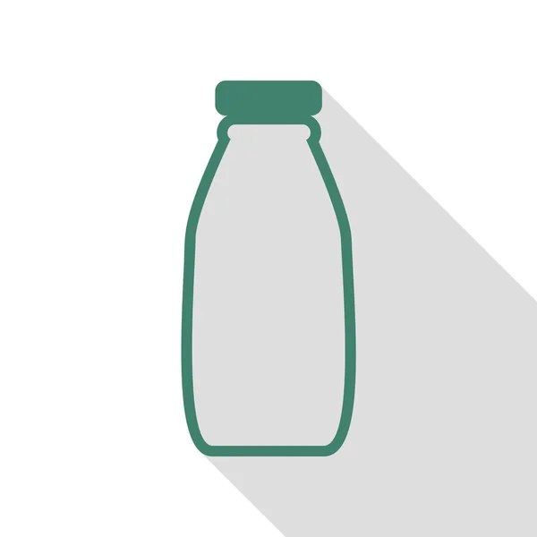 Sinal de garrafa de leite. Ícone veridiano com caminho de sombra de estilo plano . —  Vetores de Stock