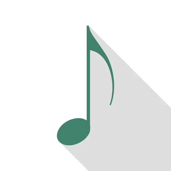 Signo de nota musical. Icono de verificación con camino de sombra de estilo plano . — Vector de stock