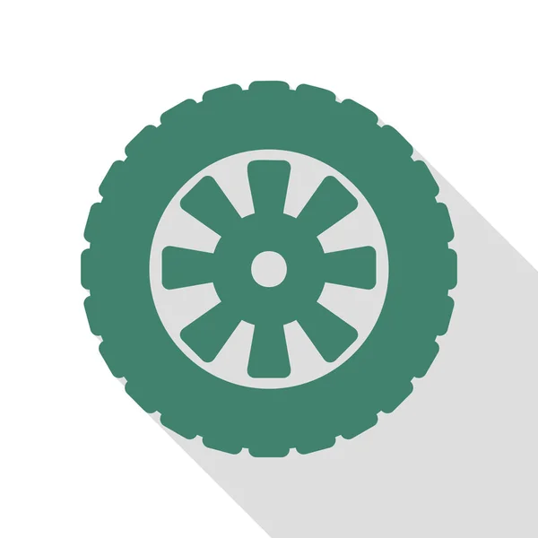 Dopravní značka pneumatik. Veridian ikona s ploché styl stínu cestou. — Stockový vektor