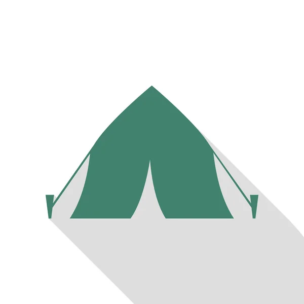Namiot turystyczny znak. Ikona Veridian z ścieżkę cień płaski. — Wektor stockowy