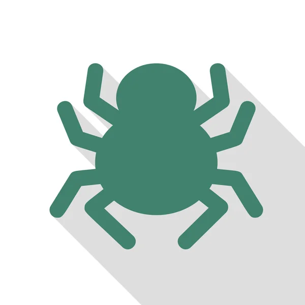 Pavouk znamení ilustrace. Veridian ikona s ploché styl stínu cestou. — Stockový vektor