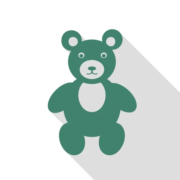 Teddybär Zeichen Illustration. Veridiansymbol mit flachem Schattenpfad. — Stockvektor