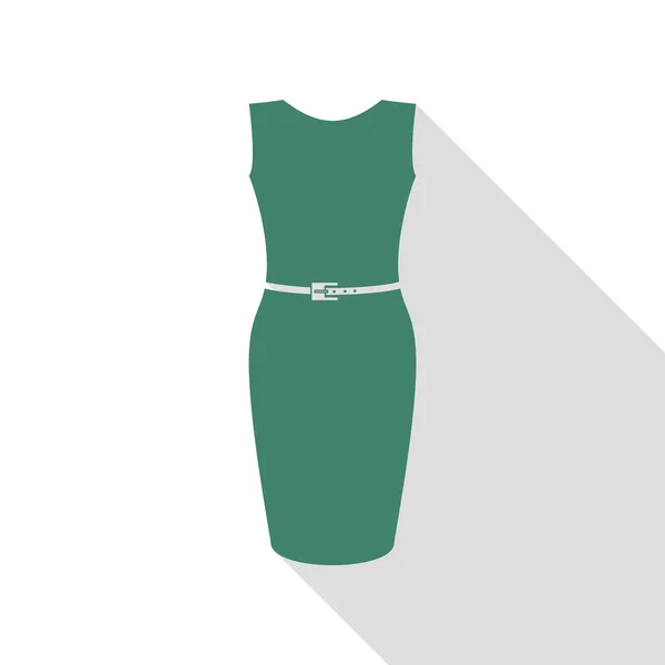 ドレスの記号の図。フラット スタイルのシャドウのパスとベリディアン アイコン. — ストックベクタ