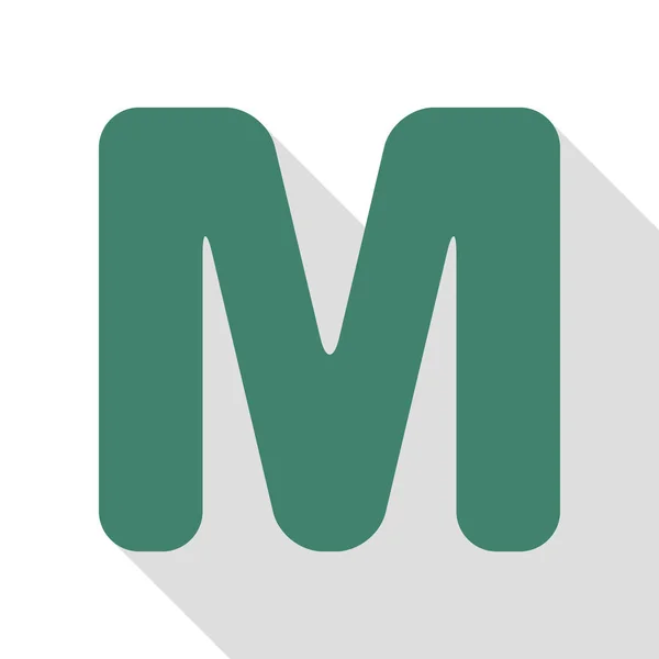 Letra M elemento de plantilla de diseño de signo. Icono de verificación con camino de sombra de estilo plano . — Vector de stock