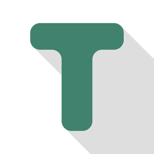Letter T teken ontwerpen element sjabloon. Veridian pictogram met vlakke stijl schaduw pad. — Stockvector
