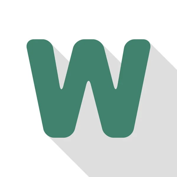 Lettre W signe élément de modèle de conception. Icône Veridian avec chemin d'ombre de style plat . — Image vectorielle