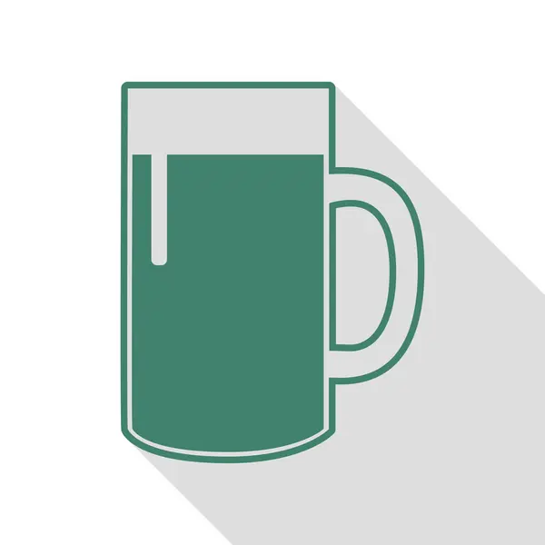 Signo de vaso de cerveza. Icono de verificación con camino de sombra de estilo plano . — Vector de stock