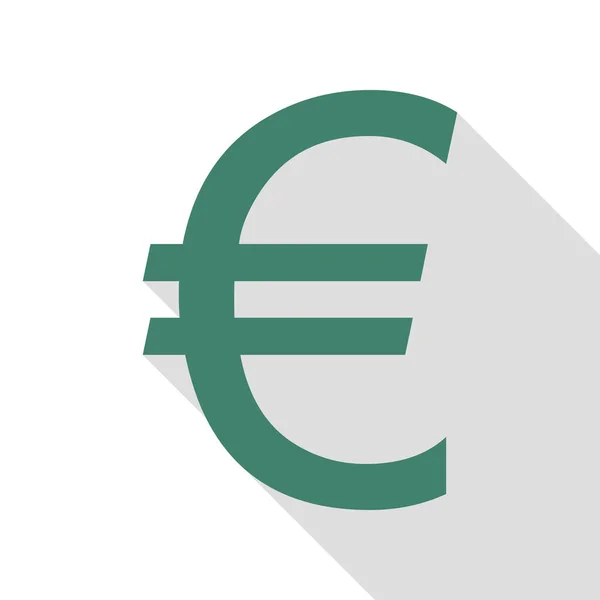 Symbol měny euro. Veridian ikona s ploché styl stínu cestou. — Stockový vektor