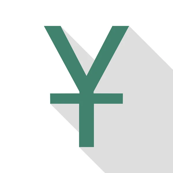 Signe Yuan chinois. Icône Veridian avec chemin d'ombre de style plat . — Image vectorielle