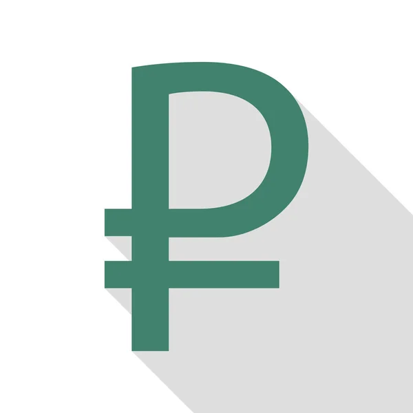 Rubeln tecken. Veridian ikonen med platt stil skugga sökväg. — Stock vektor