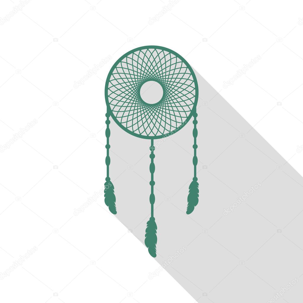 Dream catcher sign. Veridian icon with flat style shadow path.