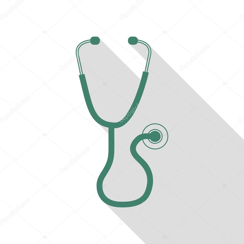 Stethoscope sign illustration. Veridian icon with flat style shadow path.