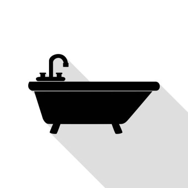 Küvet işareti illüstrasyon. Düz stil gölge yolu ile siyah simgesi.