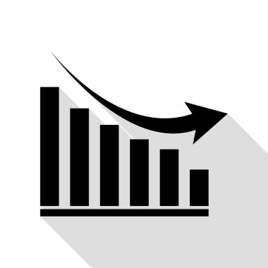 Azalan grafik işareti. Düz stil gölge yolu ile siyah simgesi.