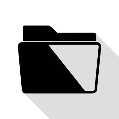 Klasör işareti illüstrasyon. Düz stil gölge yolu ile siyah simgesi.