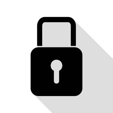 Kilit işareti illüstrasyon. Düz stil gölge yolu ile siyah simgesi.