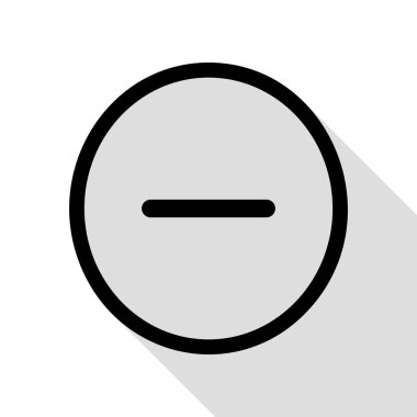 Negatif sembol illüstrasyon. Eksi işareti. Düz stil gölge yolu ile siyah simgesi.