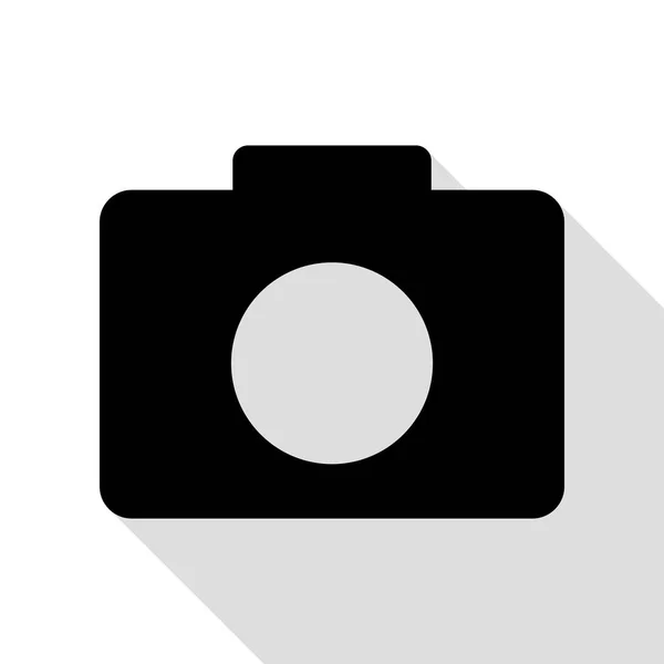 Digitale camera-teken. Zwarte pictogram met vlakke stijl schaduw pad. — Stockvector