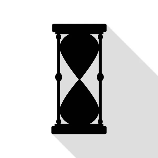 Timglas tecken illustration. Svart ikon med platt stil skugga sökväg. — Stock vektor