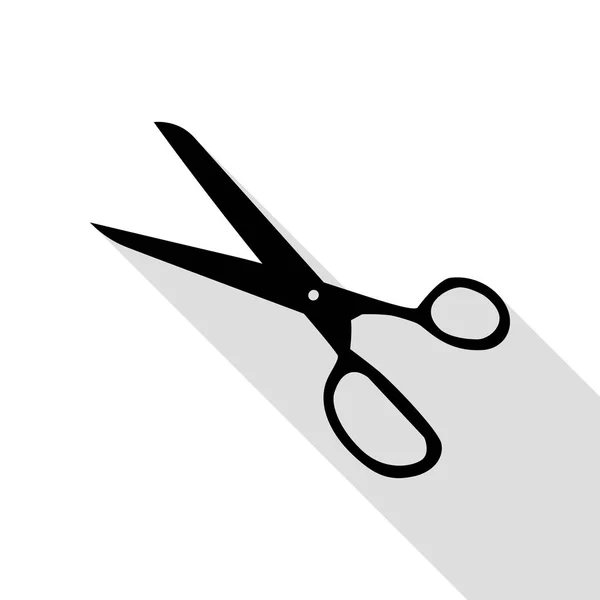 Ciseaux signe illustration. Icône noire avec chemin d'ombre de style plat . — Image vectorielle