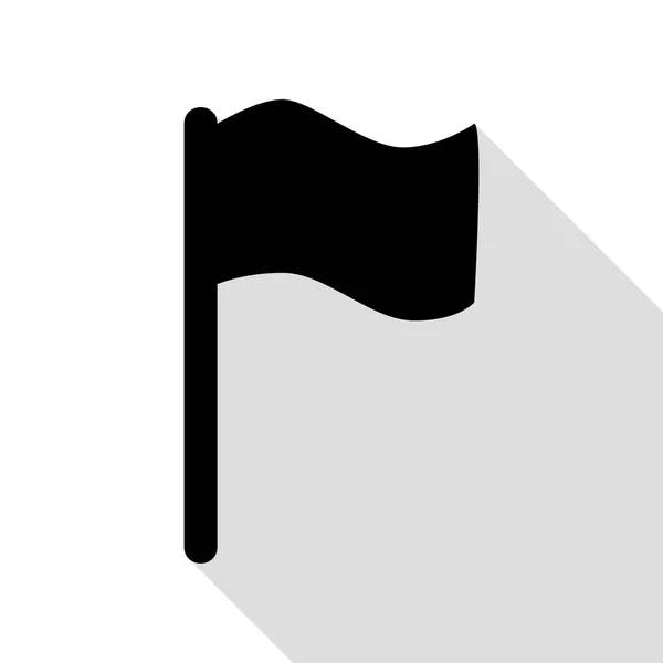 Flaggenschild-Illustration. schwarzes Symbol mit flachem Schattenpfad. — Stockvektor