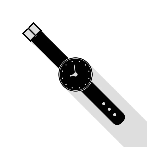 Regarder illustration de signe. Icône noire avec chemin d'ombre de style plat . — Image vectorielle