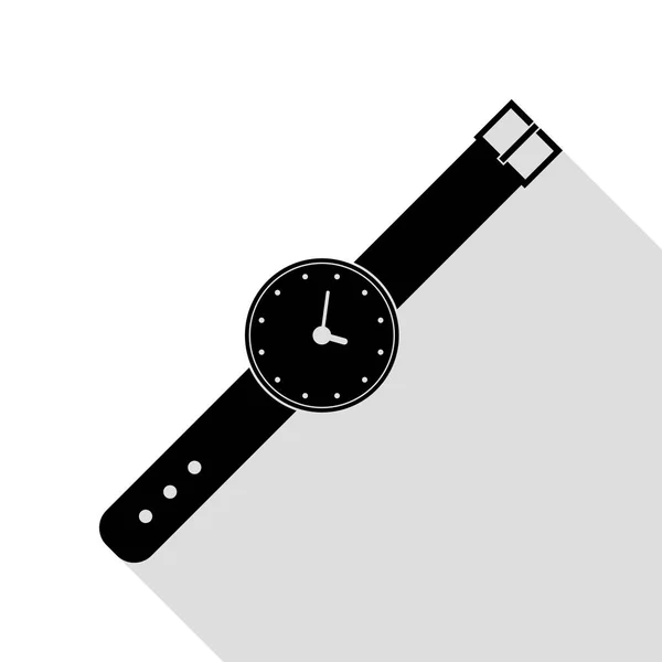 Signo de reloj ilustración. Icono negro con camino de sombra de estilo plano . — Archivo Imágenes Vectoriales