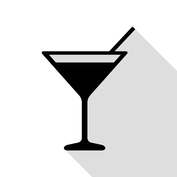 Illustrazione del segno del cocktail. Icona nera con percorso ombra in stile piatto . — Vettoriale Stock