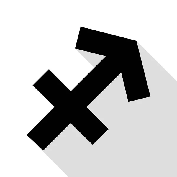 Illustrazione del segno del Sagittario. Icona nera con percorso ombra in stile piatto . — Vettoriale Stock