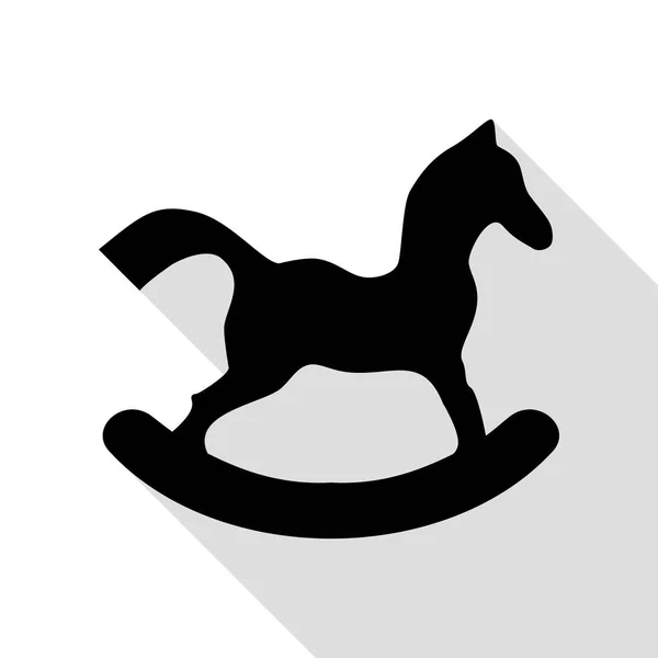 Pferdespielzeugschild. schwarzes Symbol mit flachem Schattenpfad. — Stockvektor