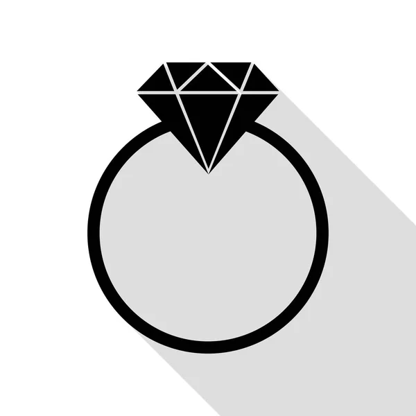 Diamond tecken illustration. Svart ikon med platt stil skugga sökväg. — Stock vektor