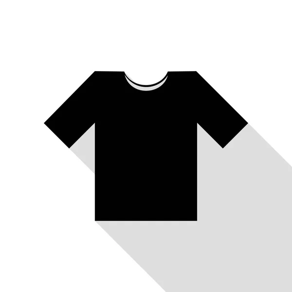 Tričko znak ilustrace. Černá ikona s ploché styl stínu cestou. — Stockový vektor