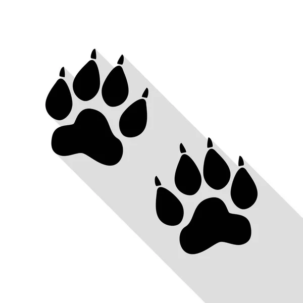 Animal Tracks sign. Black icon with flat style shadow path. — Stock Vector