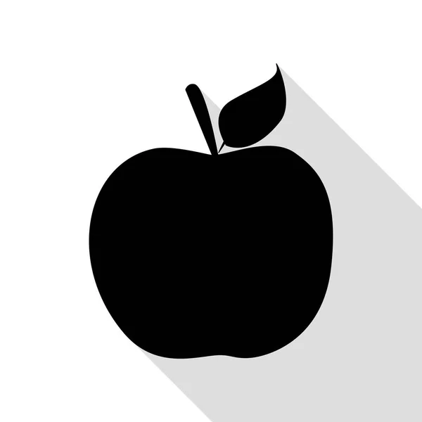 Apfelschild-Illustration. schwarzes Symbol mit flachem Schattenpfad. — Stockvektor