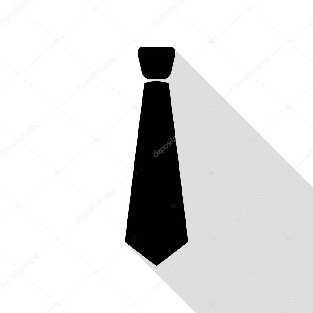 Tie sign illustration. Black icon with flat style shadow path.